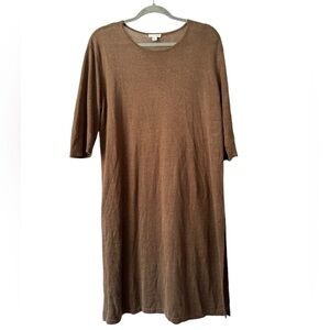 J. Jill Linen Blend Brown Knit Tunic Dress Size Medium